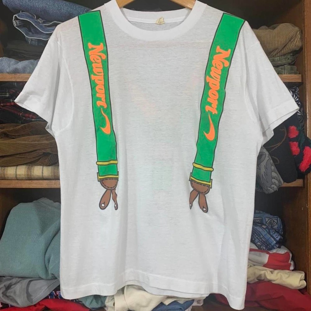 Cigarette Newport Camel Suspenders 80s Oversized Distressed